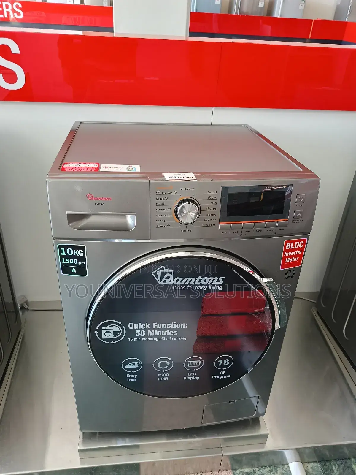 Ramtons Wash and Dry 10kg - Dark Silver