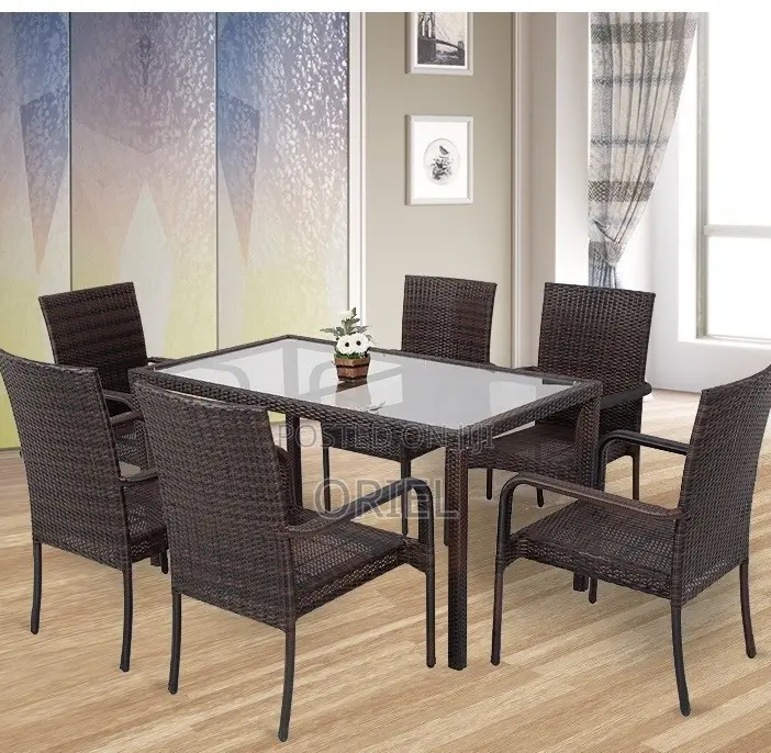 Dining Tables : Outdoor-Indoor Rattan Dining Table Set