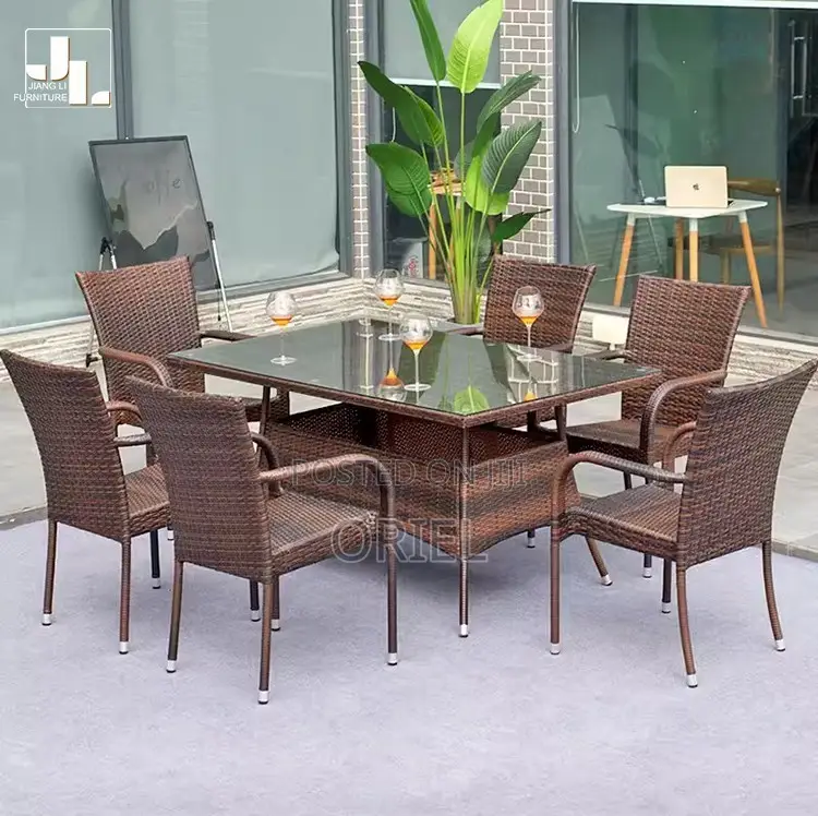 Dining Tables : Outdoor-Indoor Rattan Dining Table Set