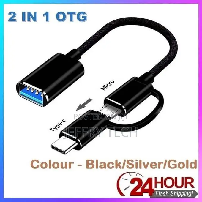 Otg Conversion Cable for Phone (2 in 1), (Micro + Type-C Optional) (Us