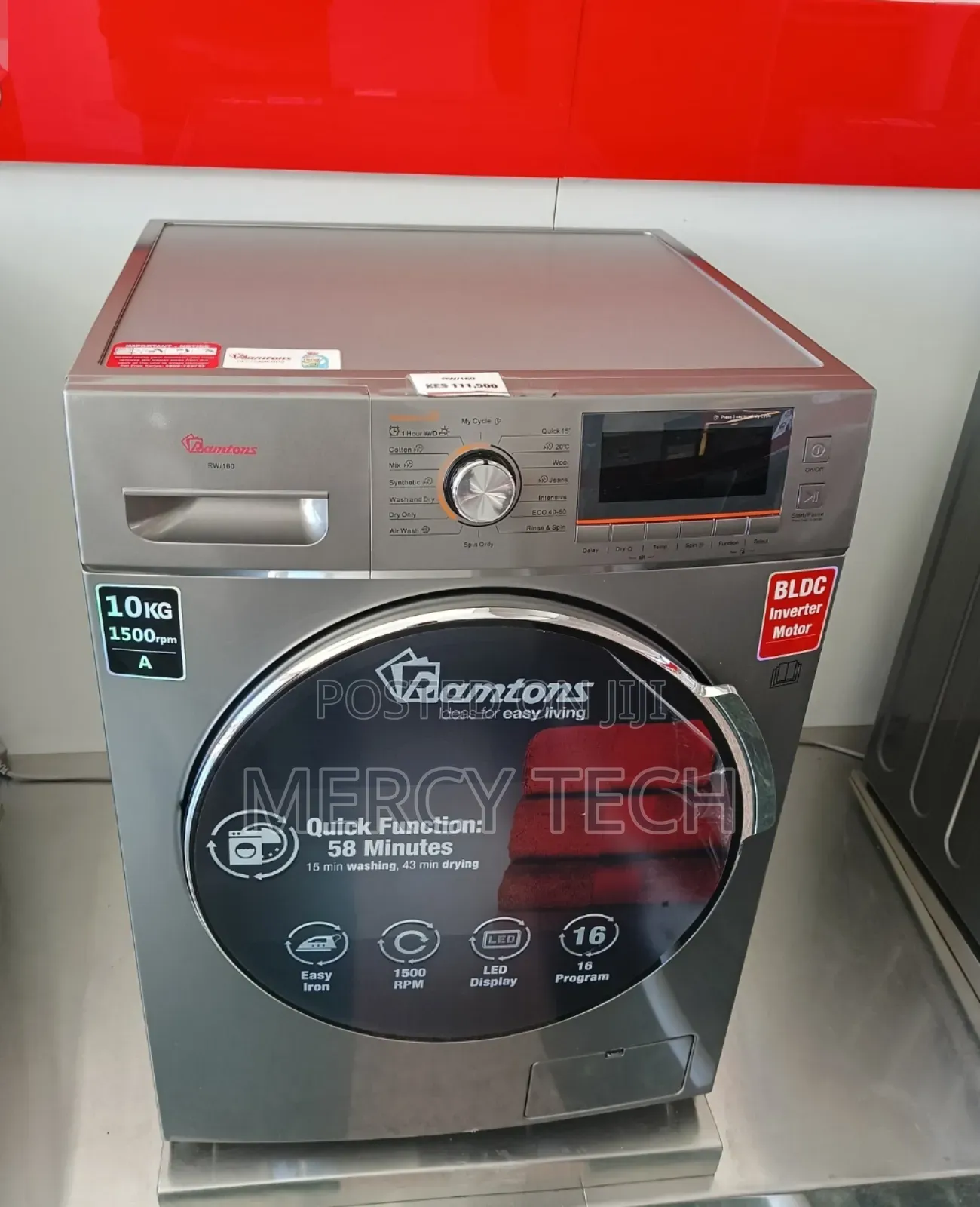 Ramtons Rw/160-10kg Washer + 6kg Dryer- Dark Silver (1yr Wrty)