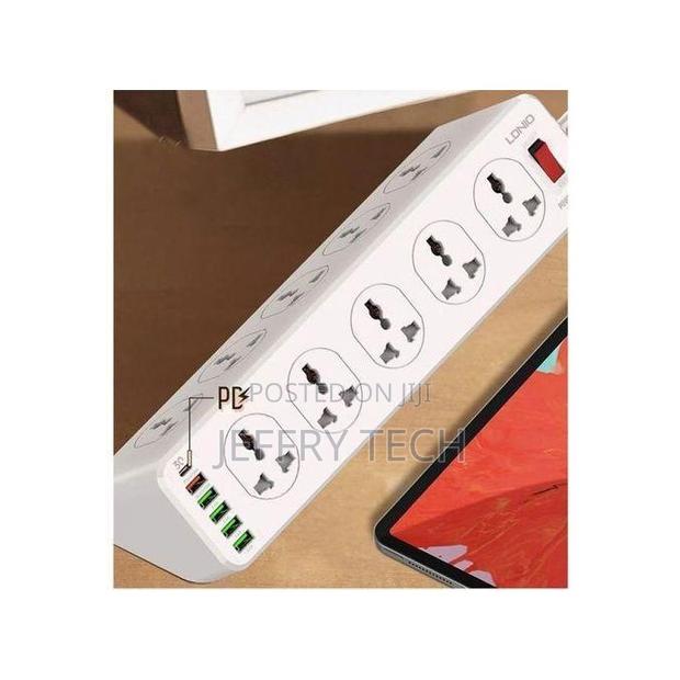 Ldnio 10-Hole Power Strip With 5 Usb Ports - White