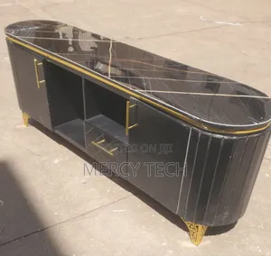 Luxe Black Marble Tv Console 6fts.