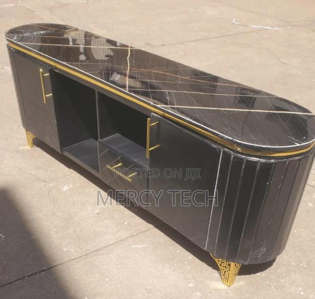 Luxe Black Marble Tv Console 6fts. - main view