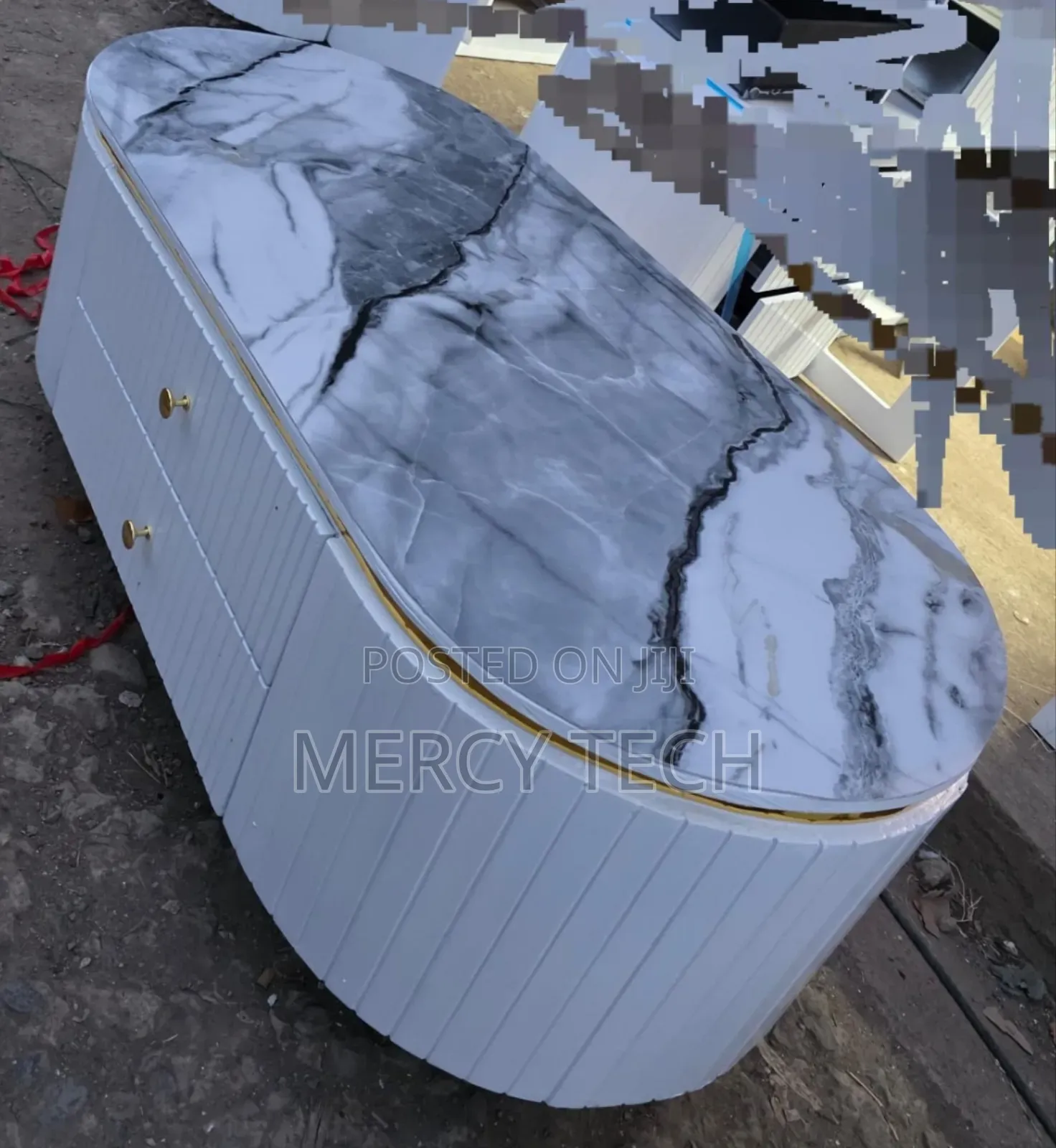 Opal White Marble Media Console 6fts