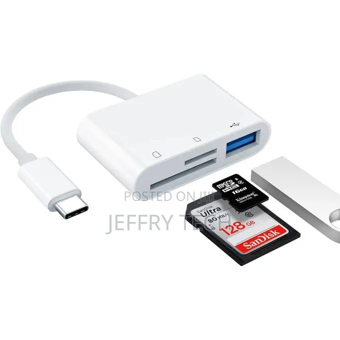 Otg 3-in-1 Type-C to Micro Sd/Tf Memory Card Reader With Usb 3.0 Port