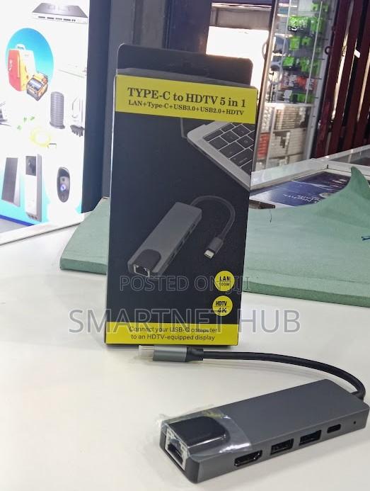 5 in 1 Type C Hub With Hdmi Usb Ethernet
