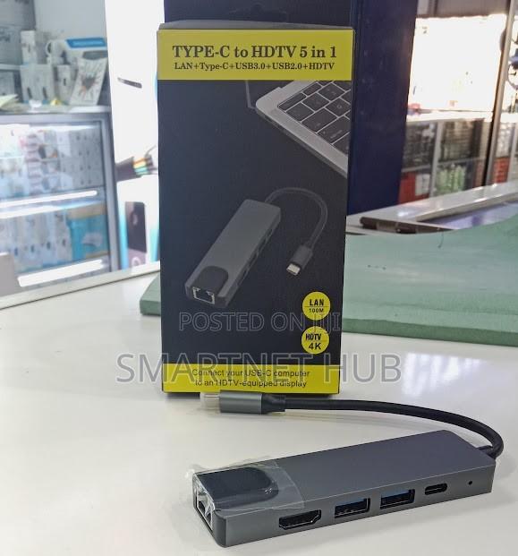 Type C to Hdmi to Lan 5 in 1 Hub