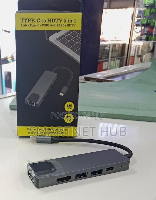 Premium Type C 5 in 1 Docking Hub With Hdmi Rj45