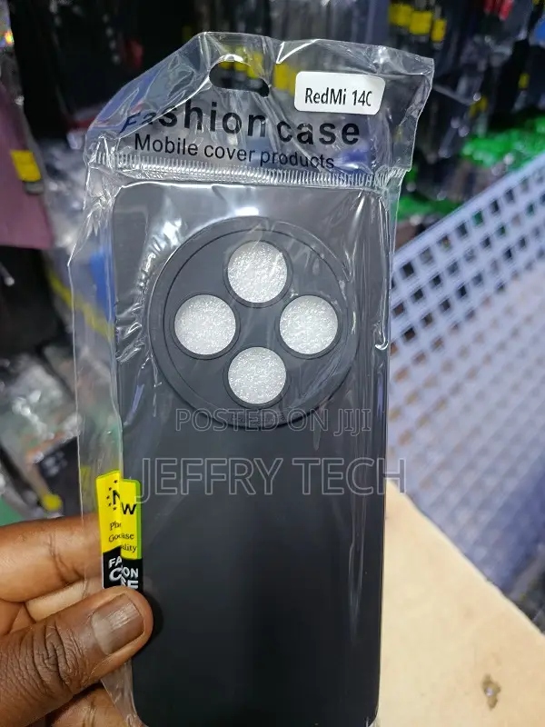 Black Silicone Phone Case for the Xiaomi Redmi 14c Smartphone.