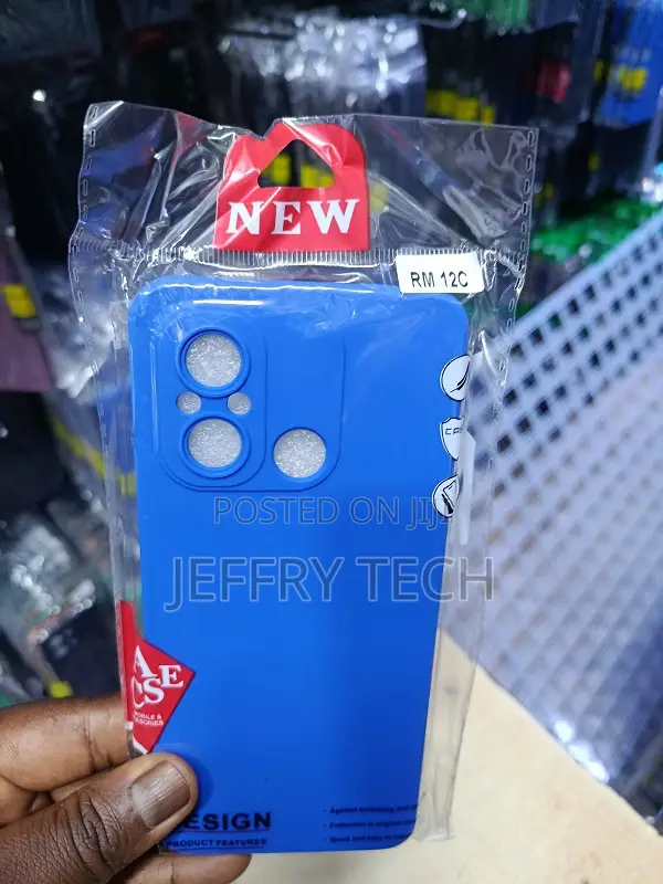 Blue Silicone Phone Case Is Designed to Fit the Xiaomi Redmi 12c.