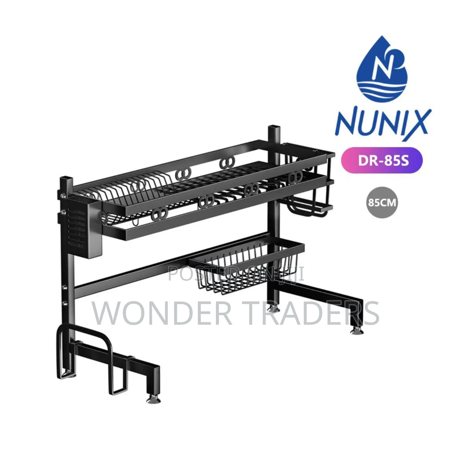 Dishrack Oversink Drainer 2 Tier Black, 85cm Dr-85s