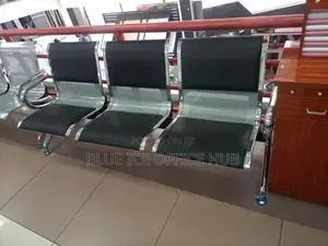 Black Office Waiting Chair With Metallic Arms