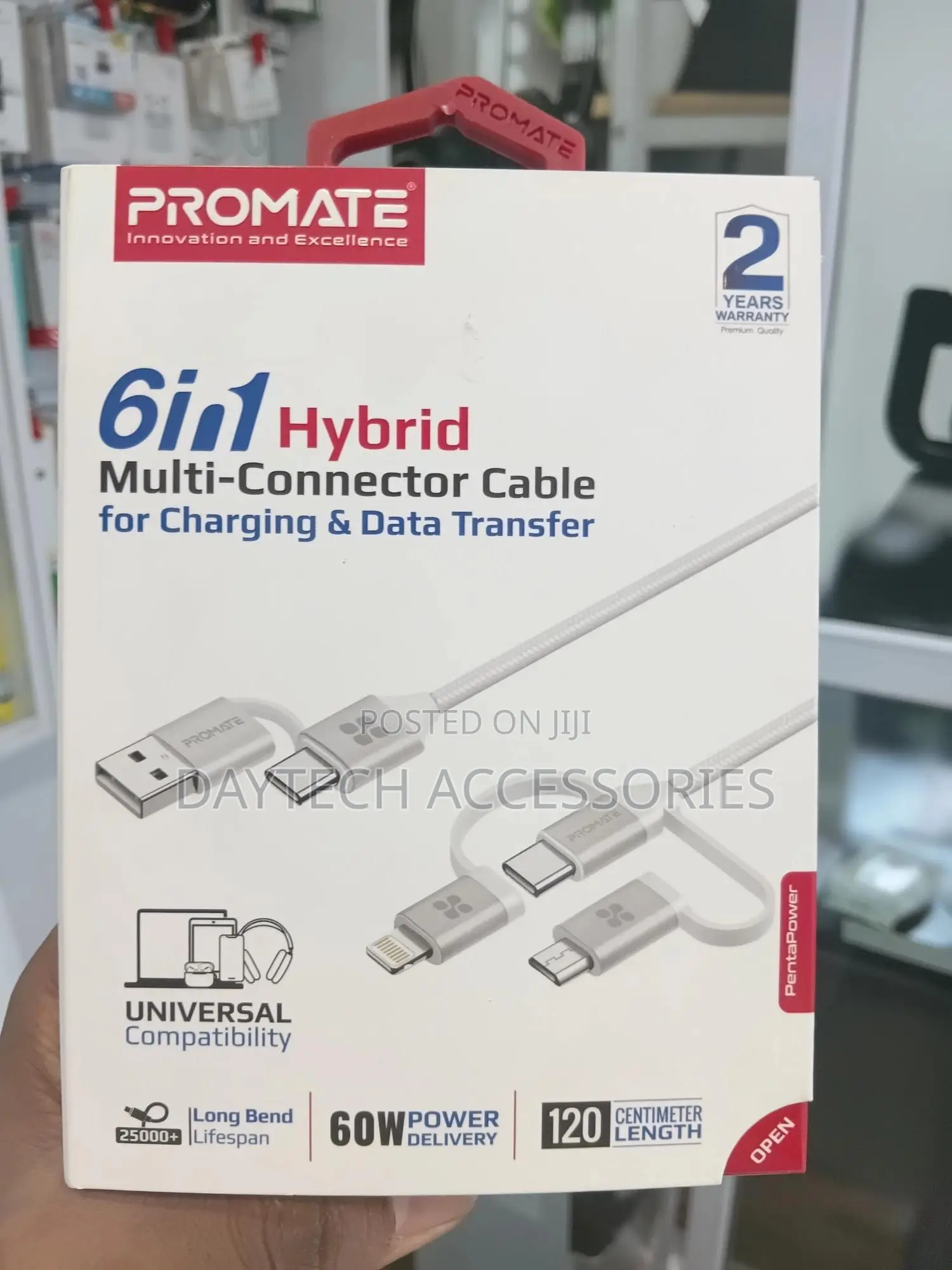 Promate Pentapower 6-in-1 Hybrid Cable for Charging Data Transfer