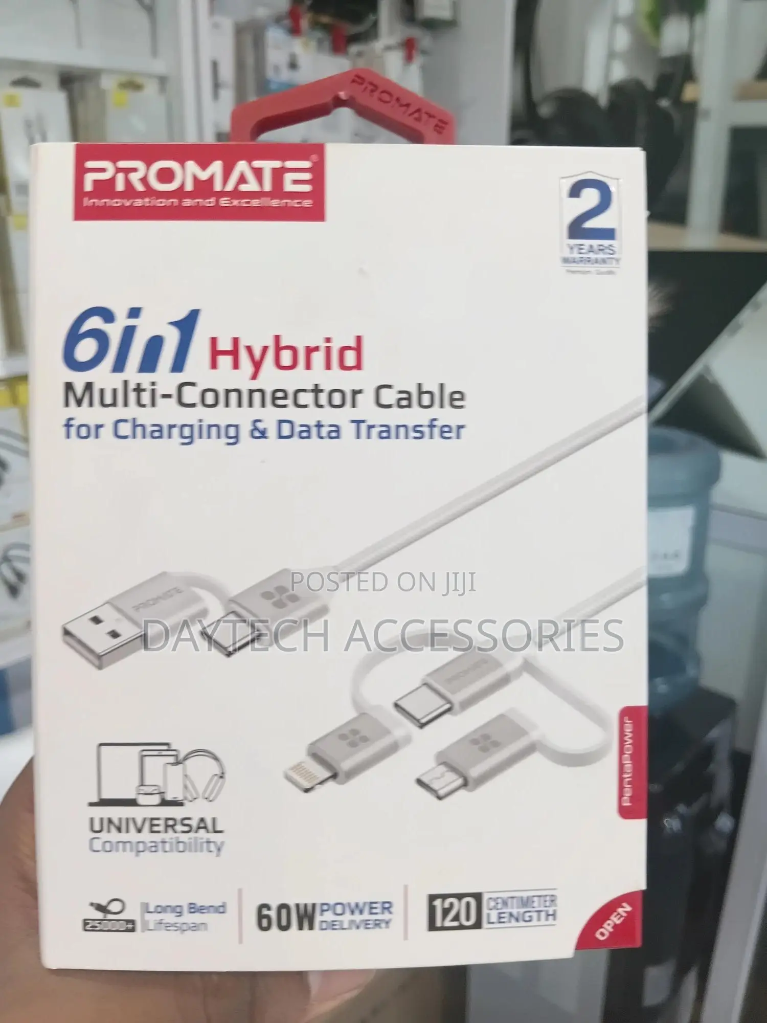 Promate Pentapower 6-in-1 Hybrid Cable for Charging Data Transfer