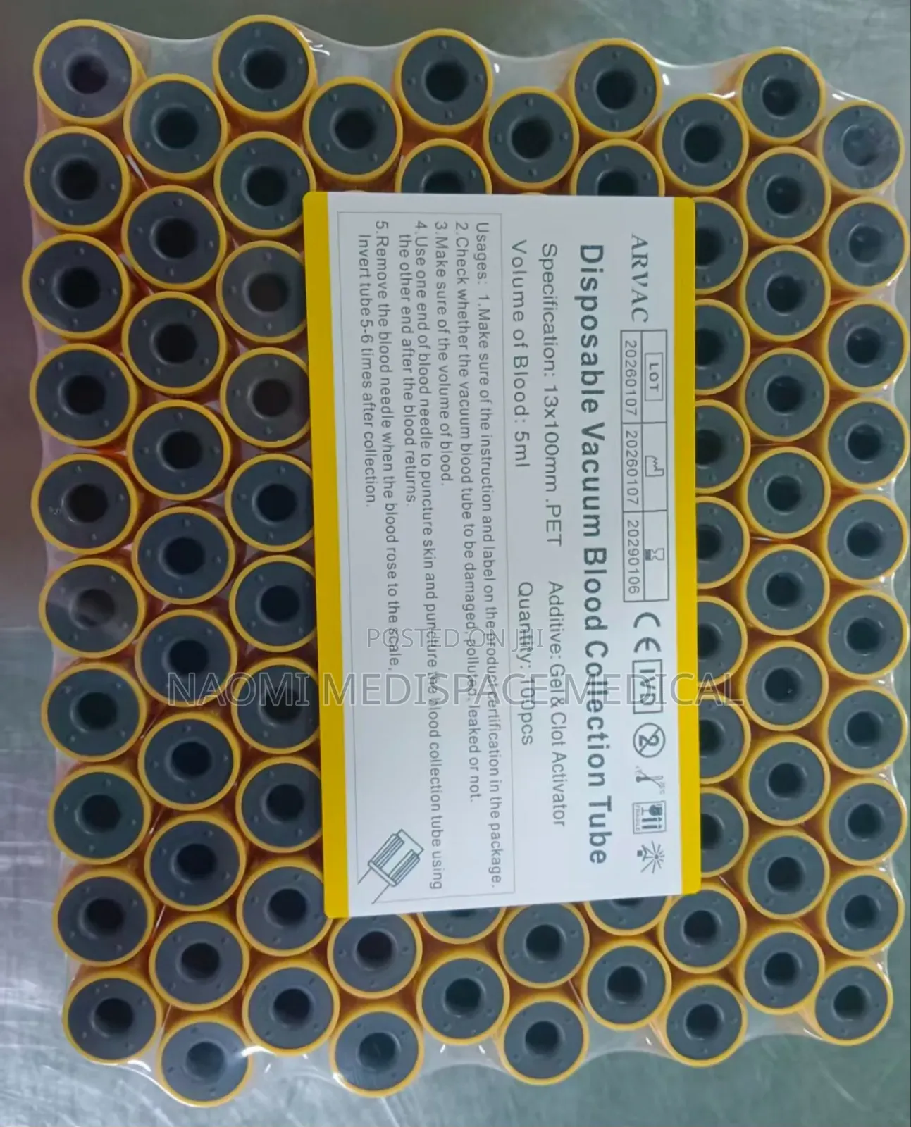 Yellow Top Vacutainer 4mls
