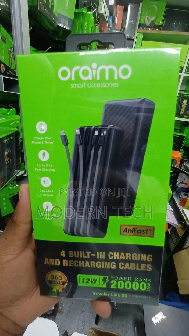 Oraimo Traveler Link 20 20000mah Power Bank With Built-in Cables