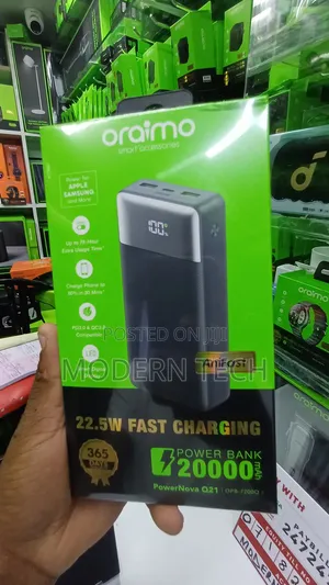 Oraimo Powernova Q21 22.5w Fast Charging 20,000mah Power Bank