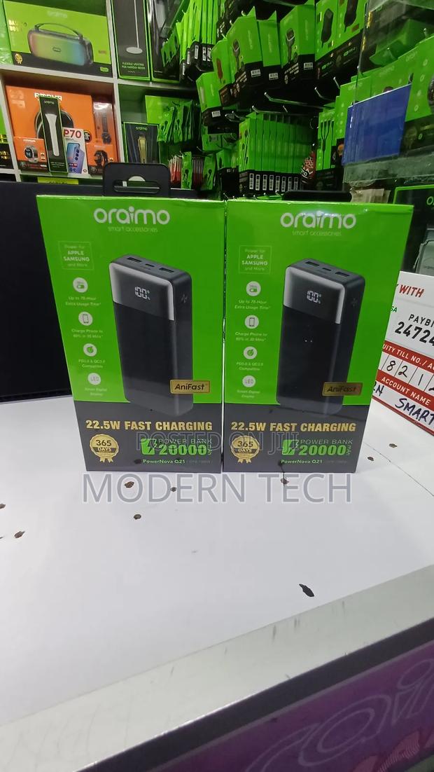 Oraimo Q21 22.5w – Powerful 20000mah Fast Charger