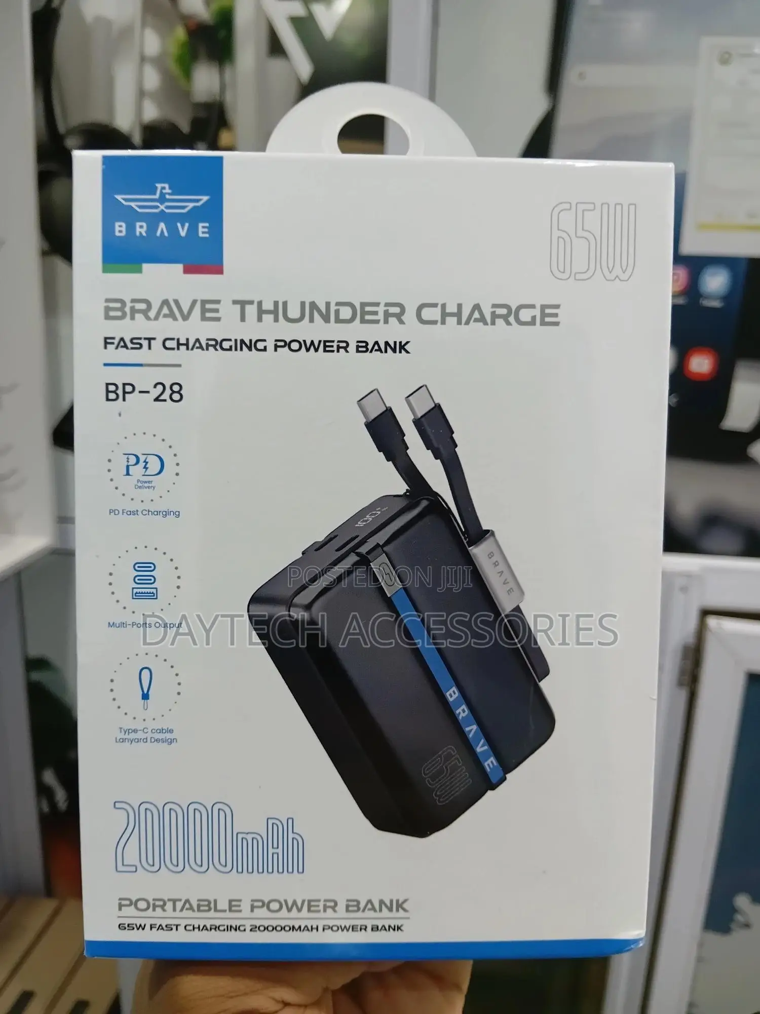 Brave Thunder Charge 20000mah 65w Power Bank (Model Bp-28).