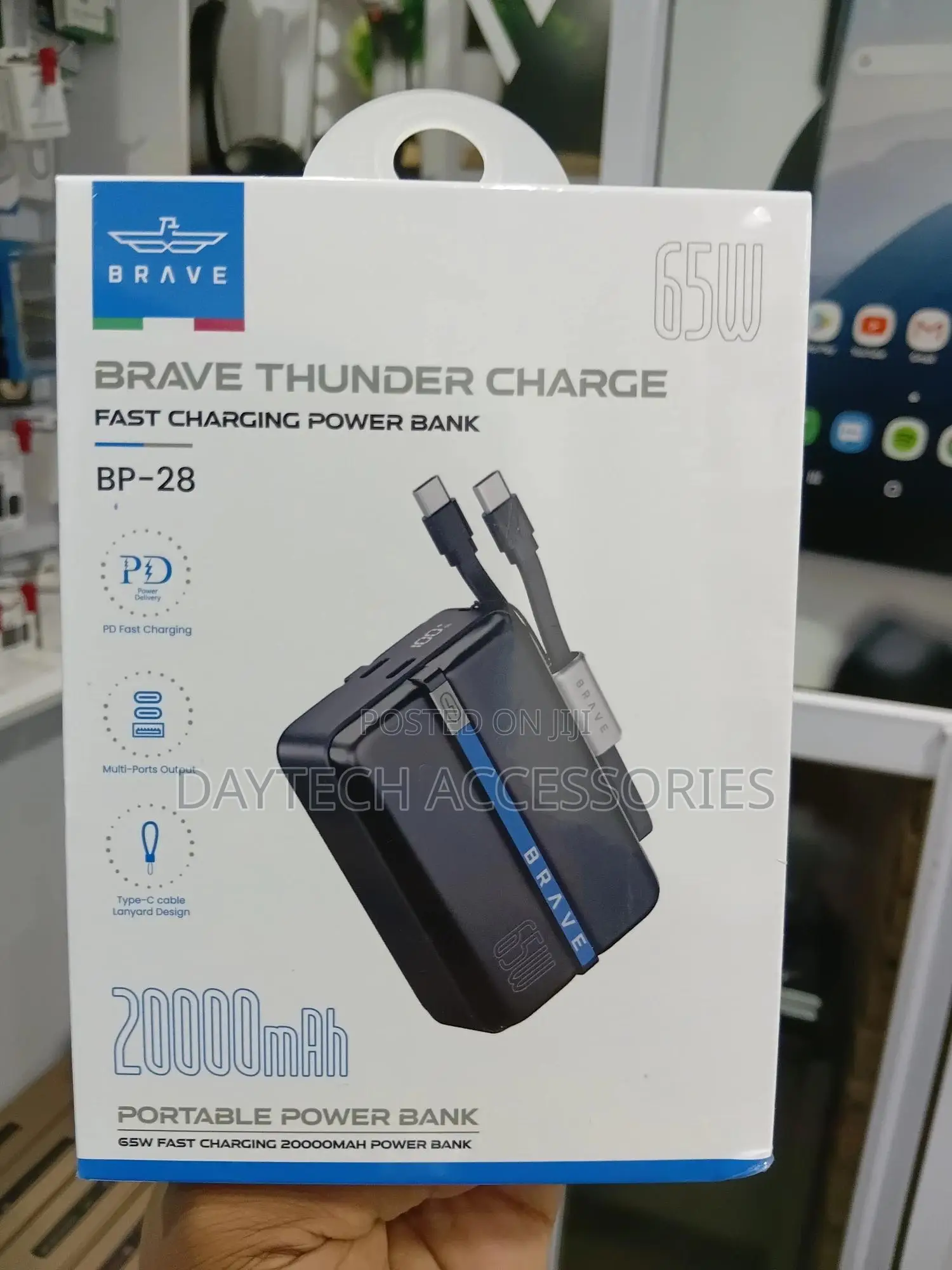 Brave Thunder Charge 20000mah 65w Power Bank (Model Bp-28).