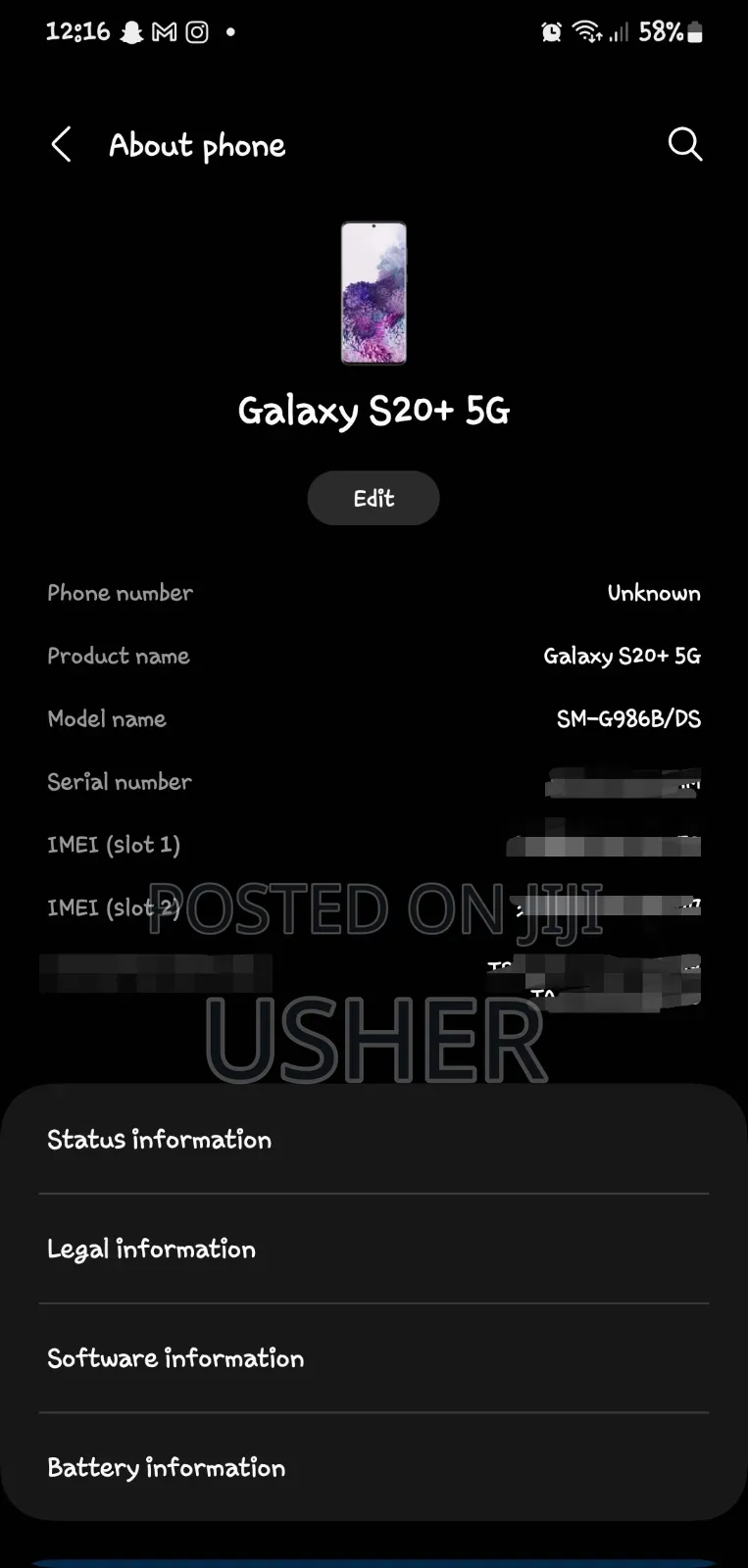 Samsung Galaxy S20+ 5G 128 GB Black