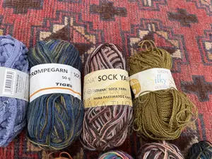 14 Assorted Sock Yarns +Free Scarf Knitting Set