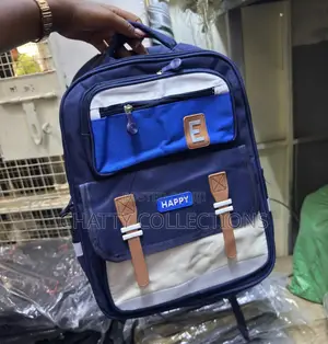 Navy Blue Cream Unisex Quality School Bags Backpacks for Grade 1 to 4
