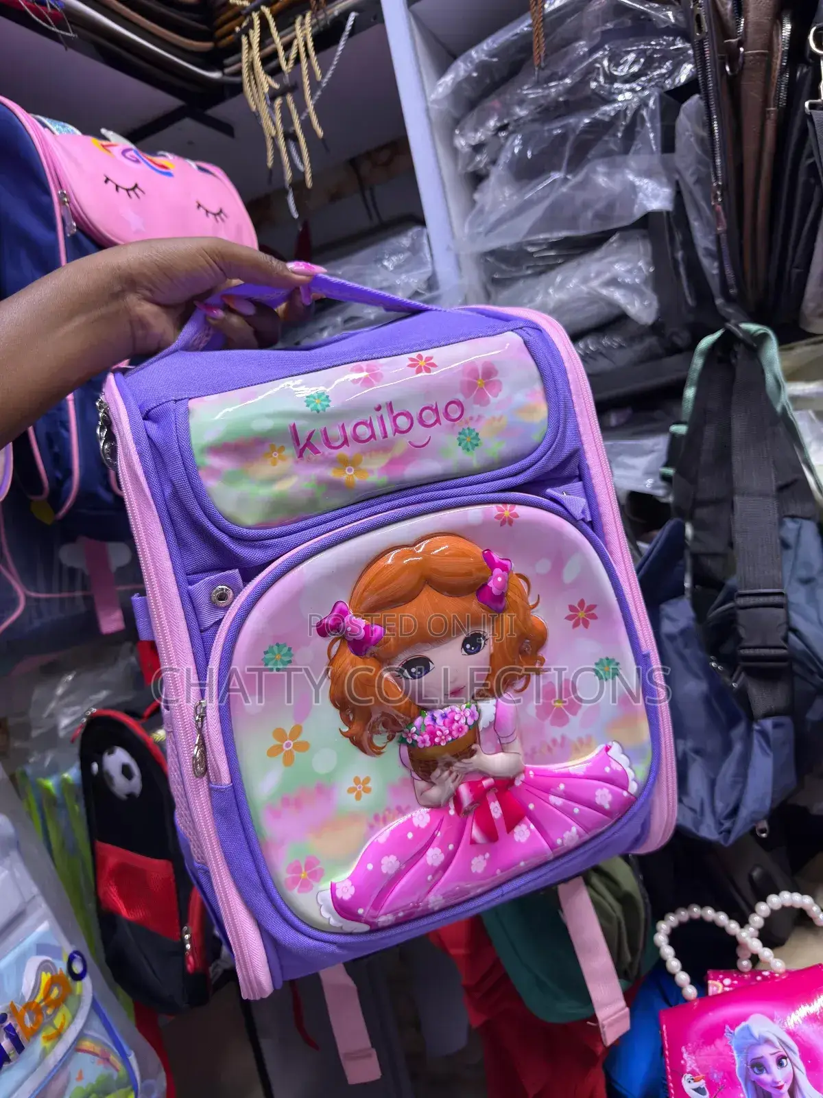 Pink Cartoon Themed Girls Box Backpacks School Bags
