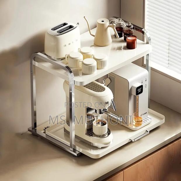 Multifunctional 2-Tier Kitchen Rack With a Pullout Tray - thumbnail 3