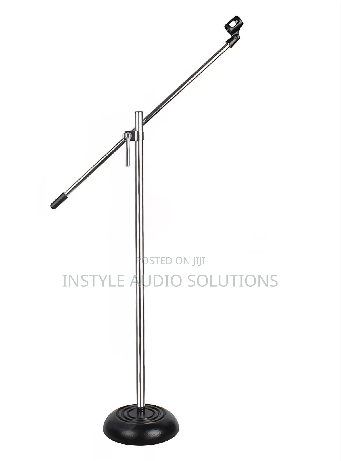 Silver Crom Adjustable Microphone Stand With Round Bass Stand.