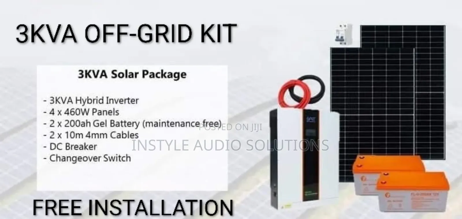 3kva Offgrid System- (2)200ah Gel Batteries - (4)460w Solar Panels