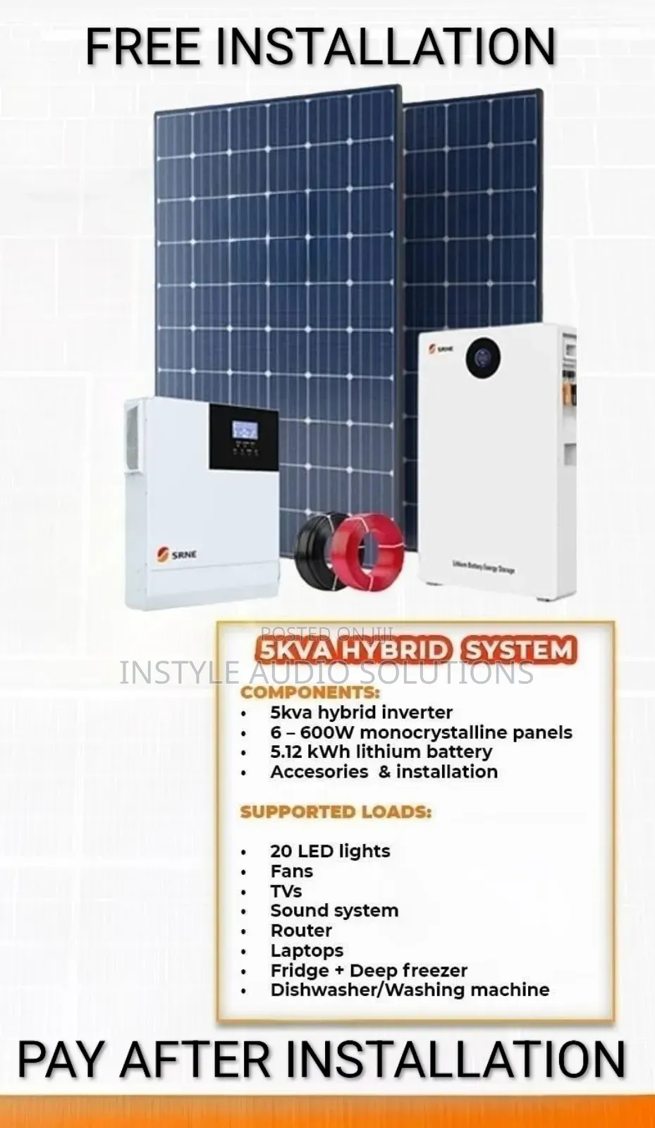 5kva - 5.12kwh Lithium Ion Full Package Free Installation and Testing