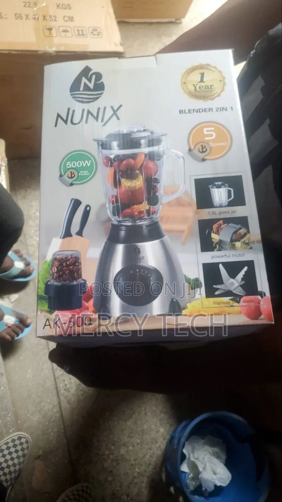 Nunix Ak-500 Powerful 2 in 1 Blender With Glass Jar - 1.5l