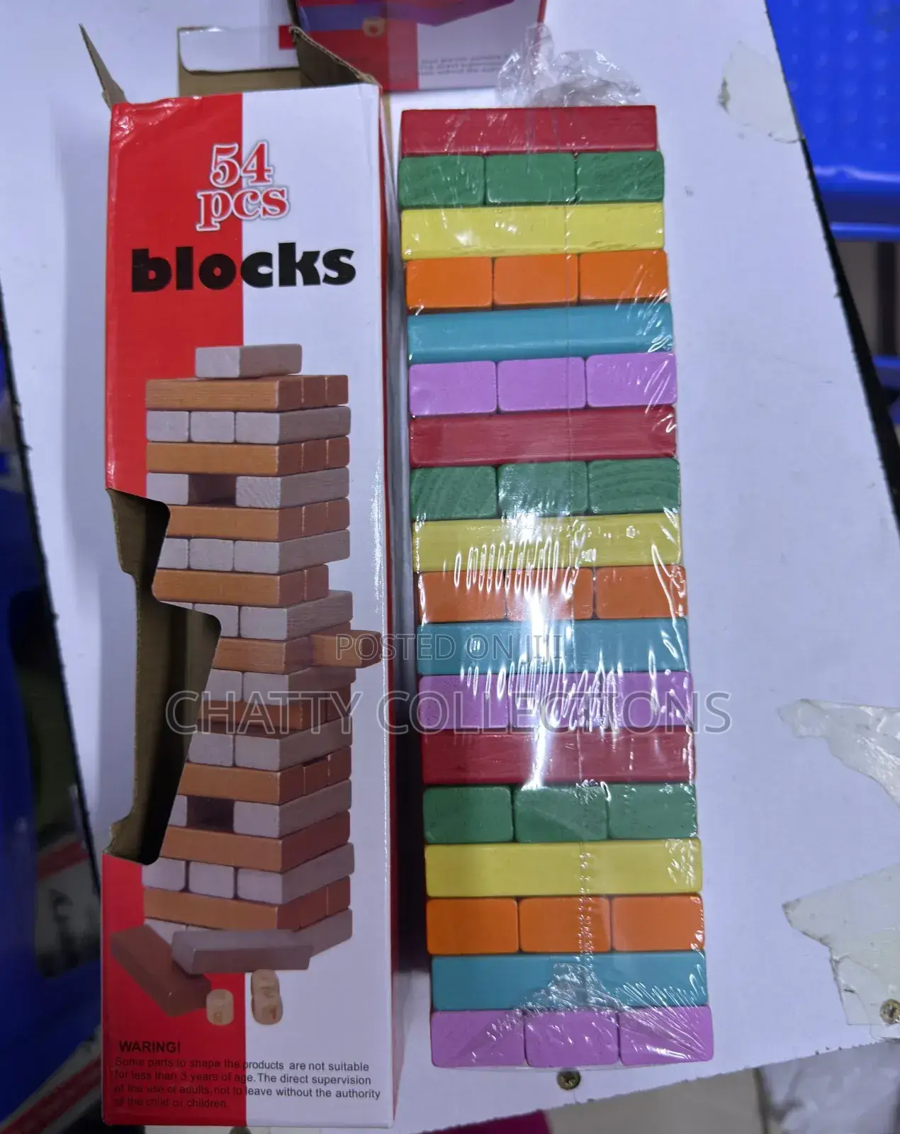 54 Pieces Coloured Jenga Blocks