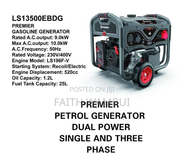 520cc Original Premier Petrol Generator/Dual Power Single Three Phase