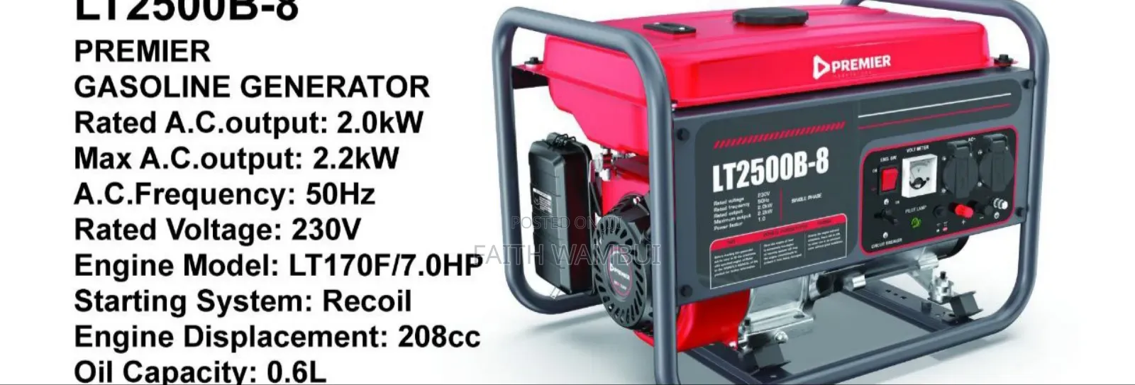 2.0kw Original Premier Gasoline Generator 7.0hp
