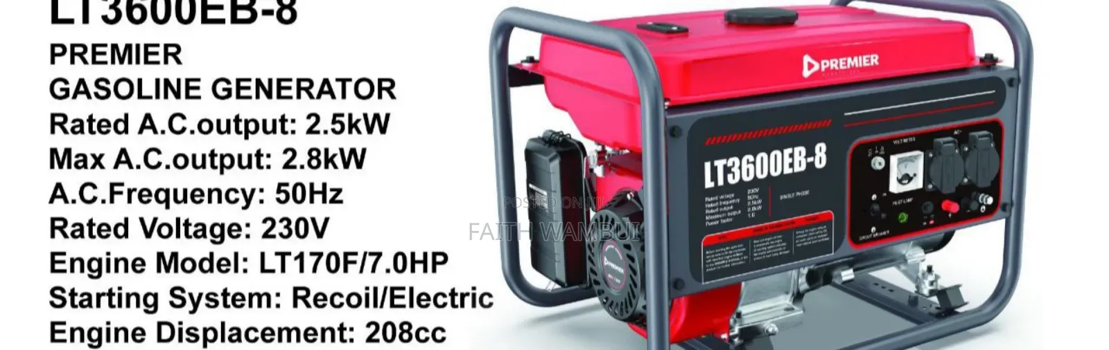 2.5kw Recoil/Electric Starter Premier Gasoline Generator