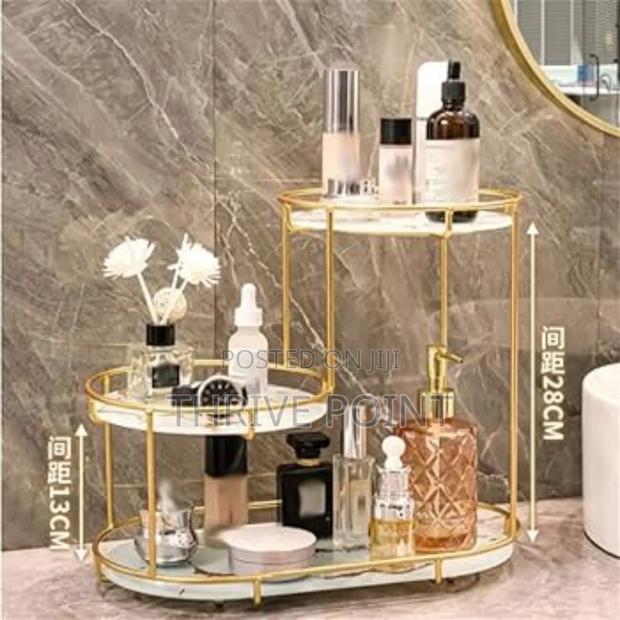 3 Level Gold Frame Marble Tray Organizer Rack