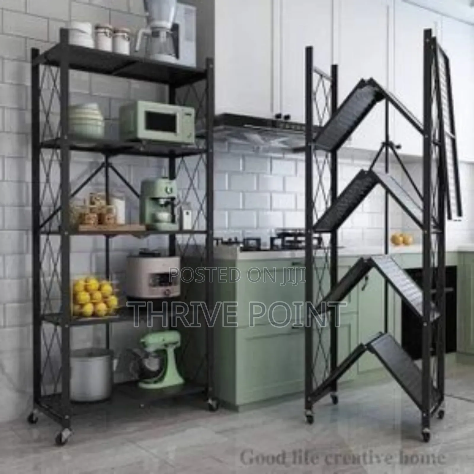 Foldable 5 Layer Metallic Trolley Rack
