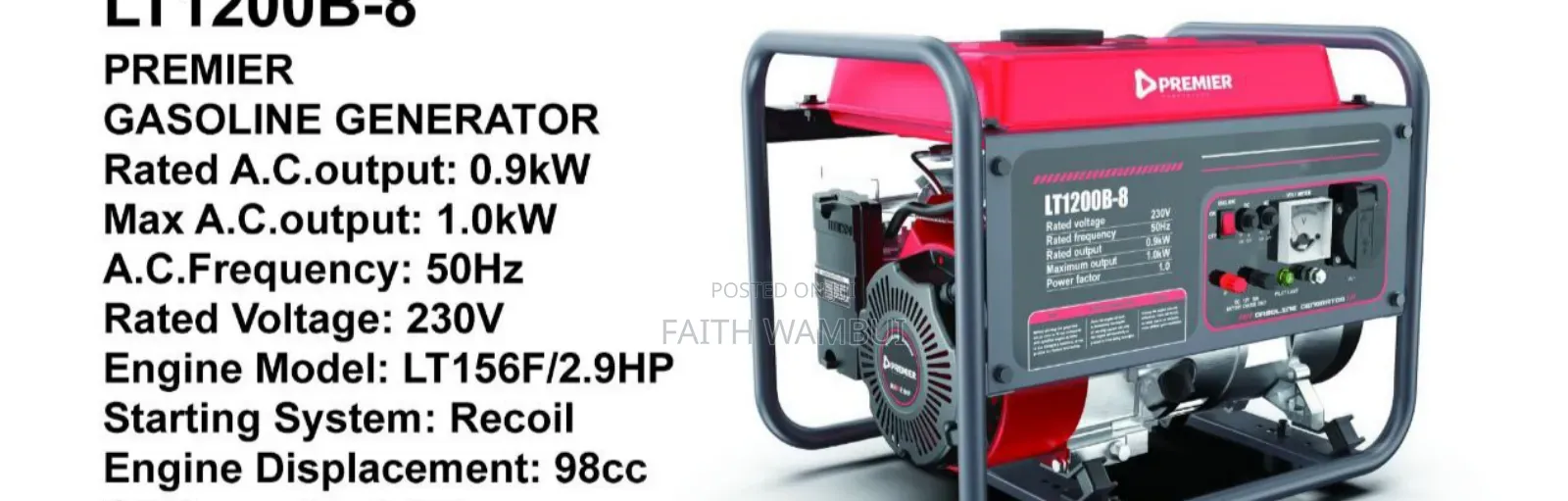 98cc Premier Gasoline Generator 2.9hp