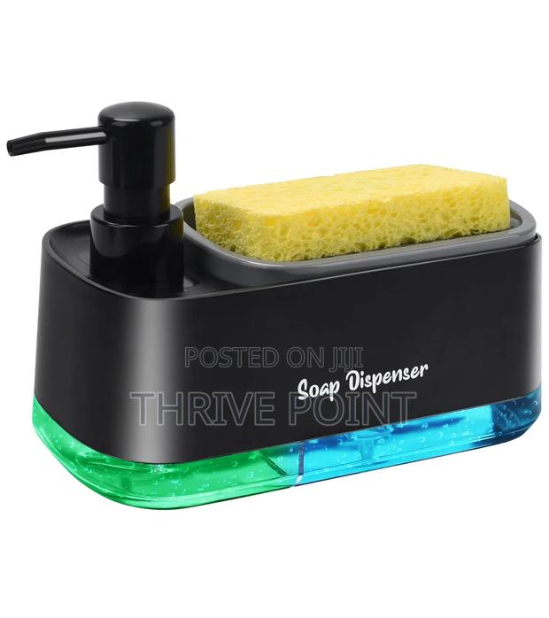 2 Compartment Soap Tap Double Soap Pump Sponge Caddy Dish - main view