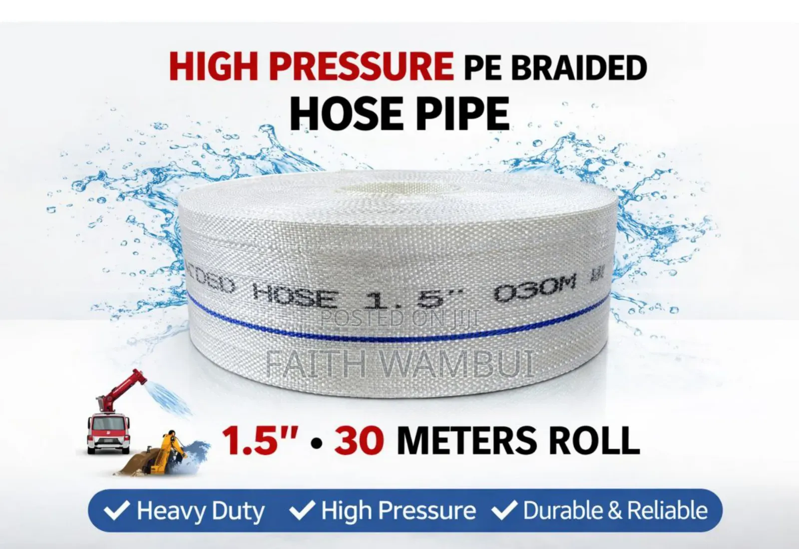 1.5 Inch 30 Meter Press High Pressure Canvas Pipe