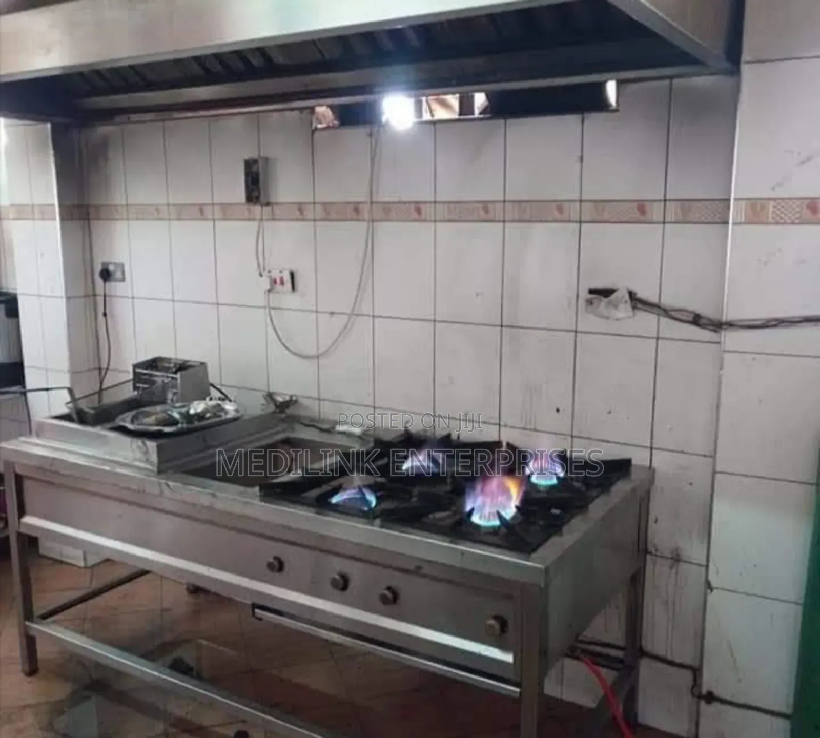 Wall Down Commercial Kitchen Set U(Combined Jiko+Hood+Installation)