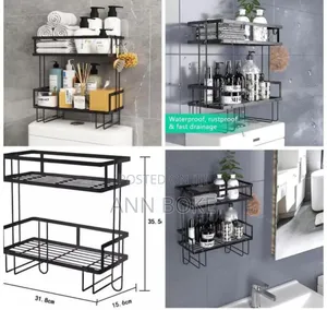 Toilet Top Metallic 2 Layer Over Toilet Storage Shelf