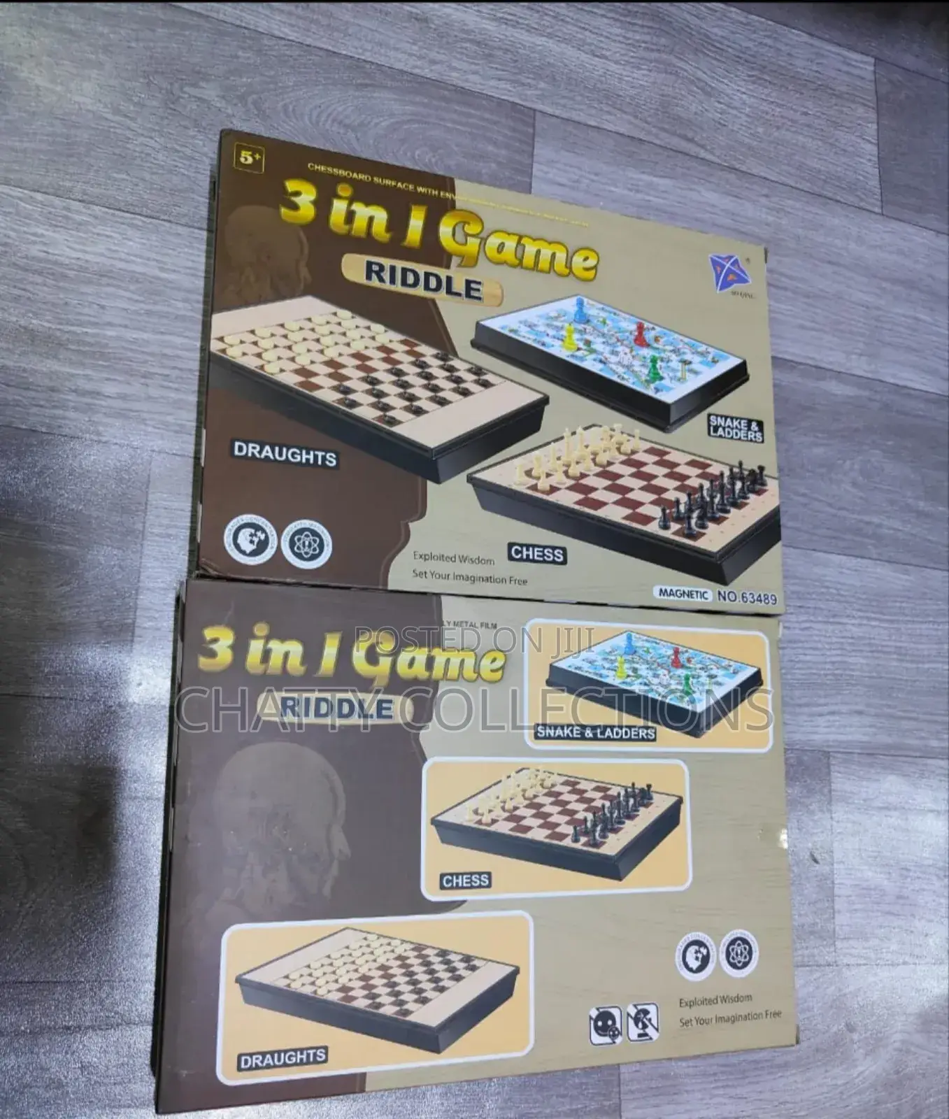 3 in 1 Game Chess,Draughts,Snake and Ladder