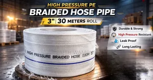 3 Inch 30 Meter High Pressure Braided Hose Canvas Pipe