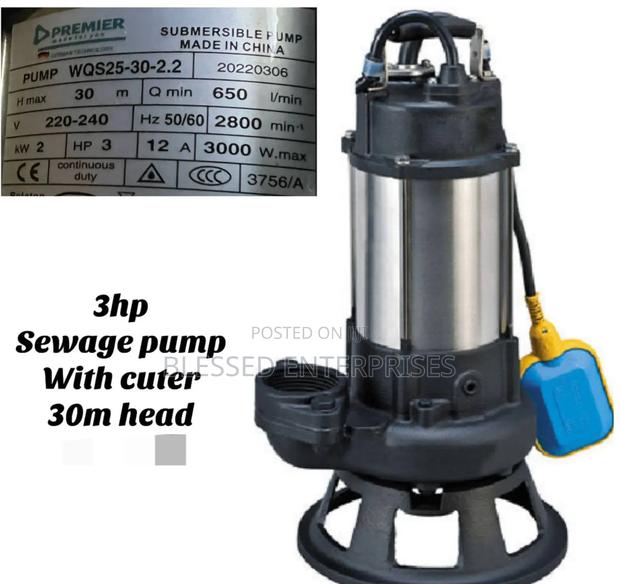 3hp Original Premier Submersible Sewage Pump With Cutter 30m Gead