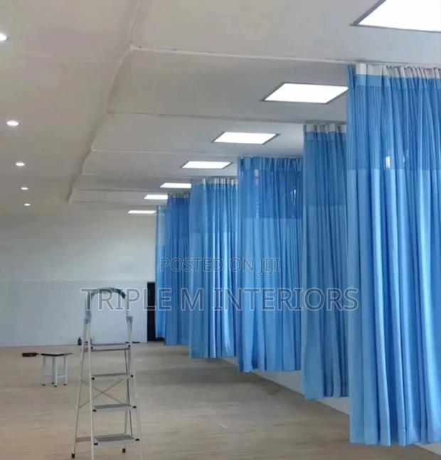 Breathable Medicated Blue Hospital Curtains - main view