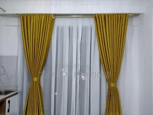 Mustard Black Out Curtains